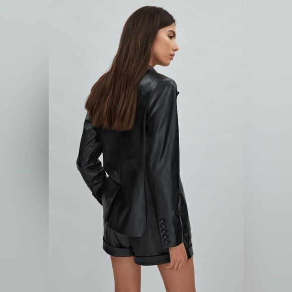 NWT PAIGE Charli Relaxed Faux Fur Leather Single Breasted Blazer - Picture 3 of 9